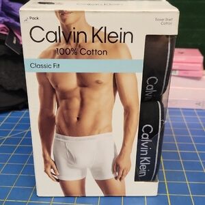 Calvin Klein Men's 100% Cotton Boxer Briefs Black Set of 2 New in Box
